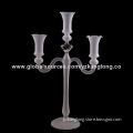 Candle Holder, 2 Arms, Faceted K9 Crystal Joint, Sand Blasted